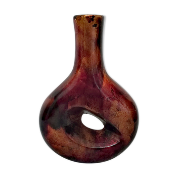 Vase en métal émaillé et laqué hauteur