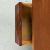 Scandinavian modern teak desk with backside book shelving, 1960, Denmark