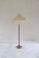 Mid-century brown leather and patinated brass floor lamp by Falkenbergs Belysning, Sweden, 1960s.