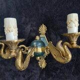 Rare wall sconce in bronze, Empire style, swan.