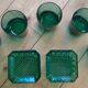 Set of 5 glasses and 2 green ramekins for appetizers.