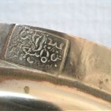 Plateau oriental laiton décor floral signé