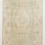 5x8 Green Cream Oriental Turkish Vintage Rug,  142x240Cm