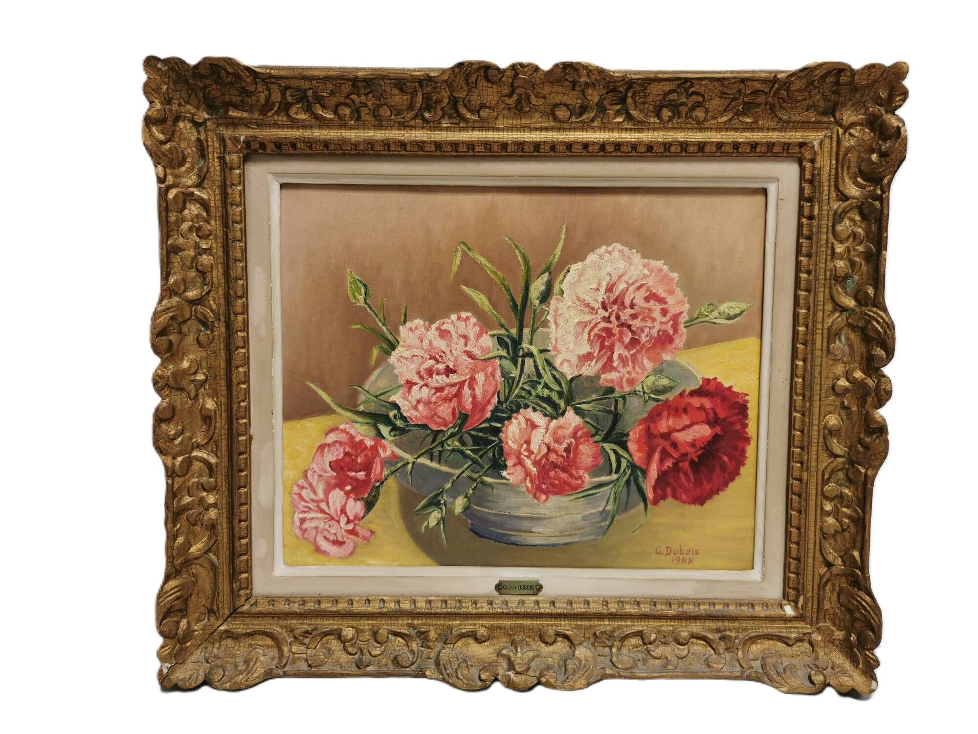 Painting / Oil on canvas signed G. DUBOIS 1944. Montparnasse frame, Bouquet