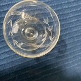 Set of 12 hand-sized crystal glasses with flower decoration