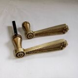 Pair of Louis XVI style beaded bronze door handles