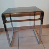 X2 Vintage 1970s smoked acrylic plexiglass side tables