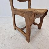 Ensemble de 6 chaises rasoir en chêne brutaliste, France, années 1960