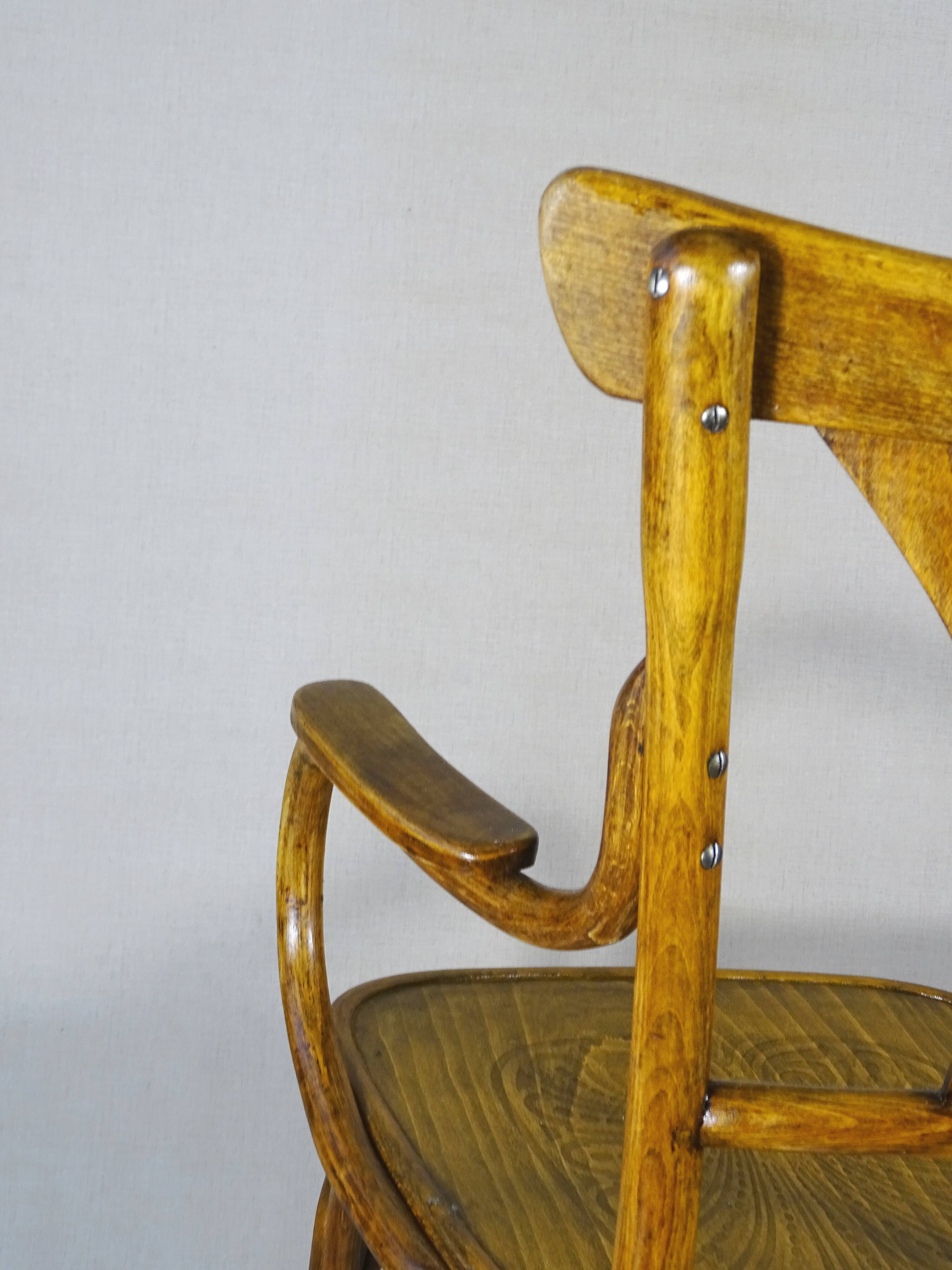 KOHN armchair N°196, circa 1905, bistro wood seat