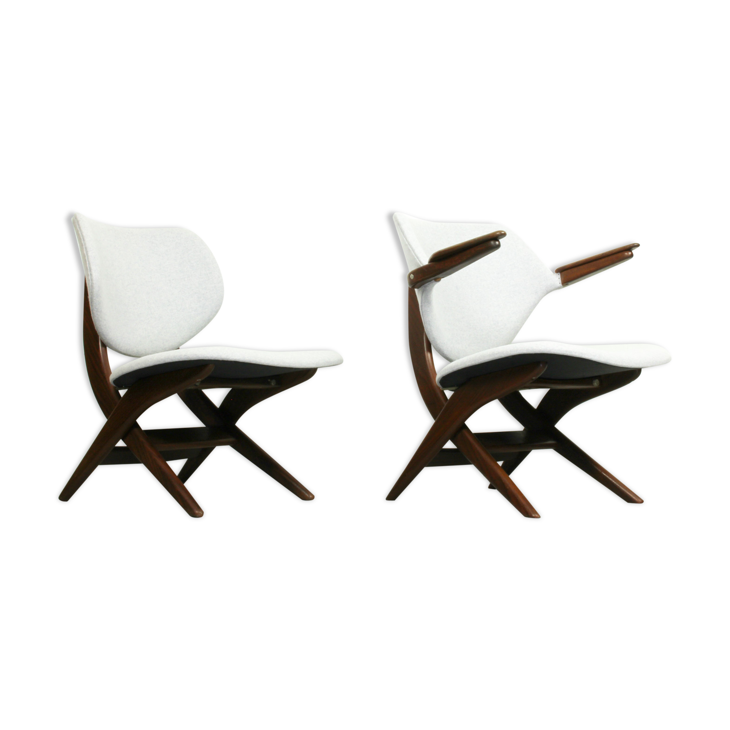 Set of 2 Louis van Teeffelen for Webe easy chairs "pelican",   1960s