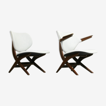 Set of 2 Louis van Teeffelen for Webe easy chairs "pelican",   1960s