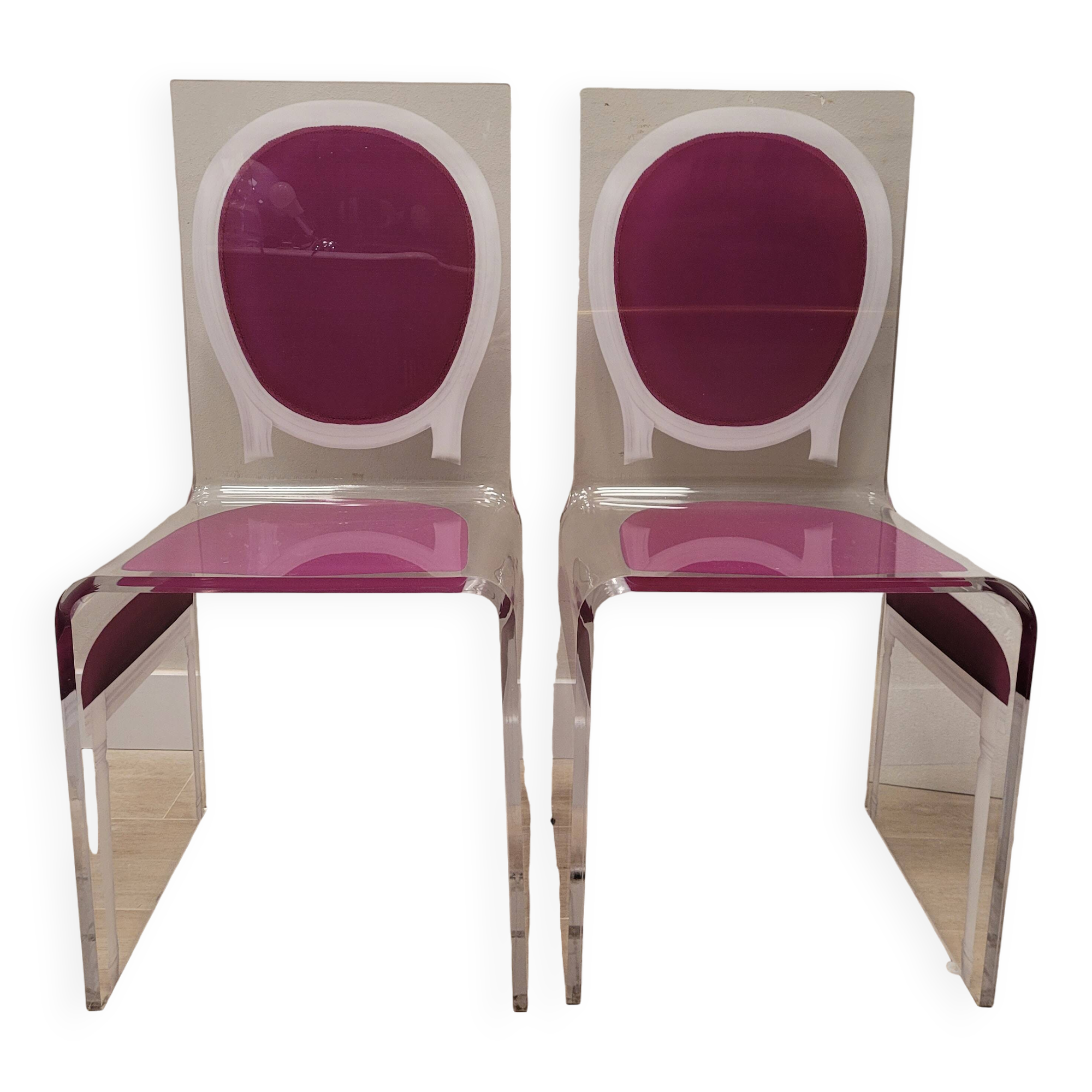 Pair of chairs “Ghost”, JC de Castelbajac for Acrila, Vidrio acrílico, after Philippe Starck – Fra