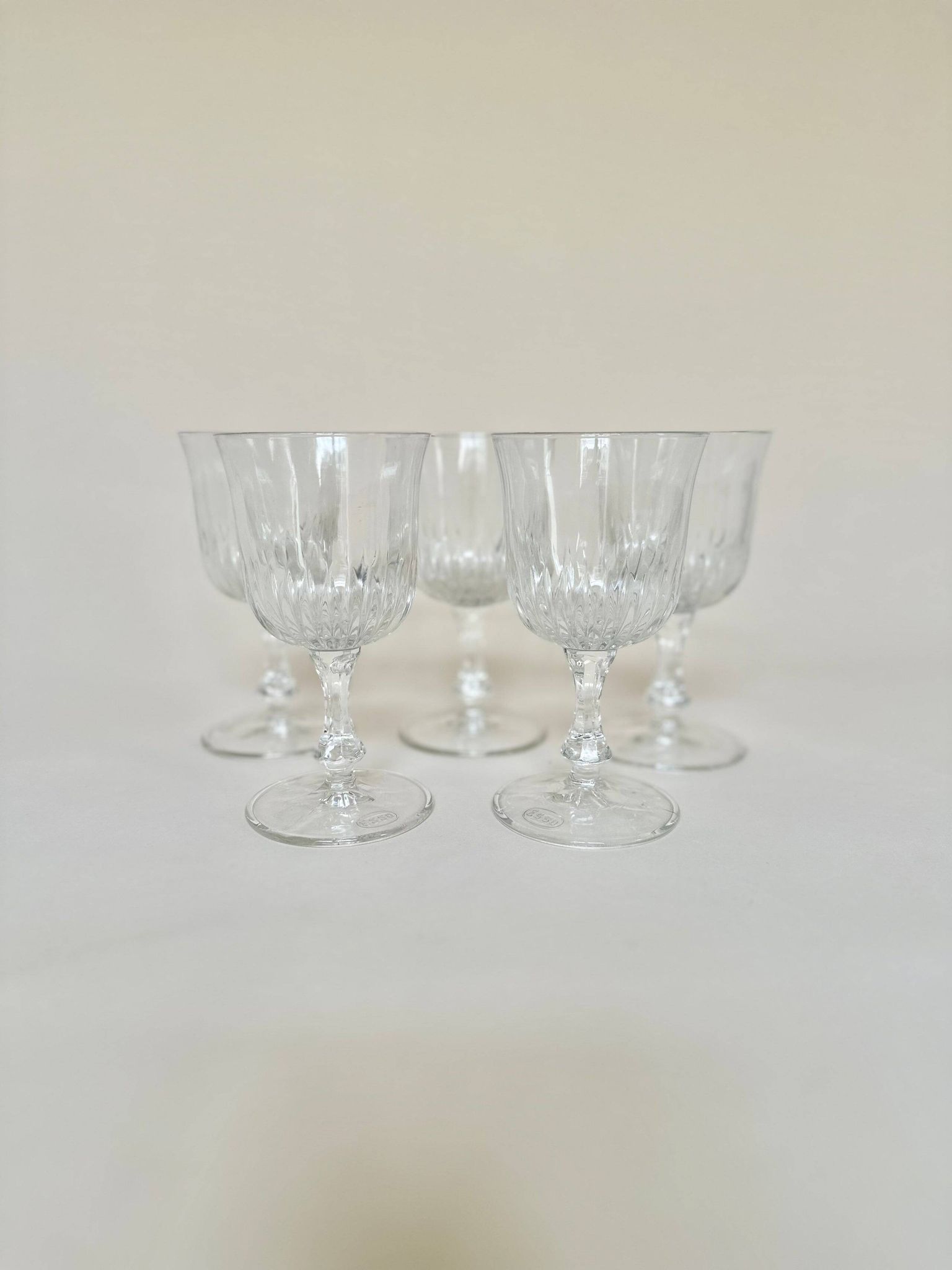 Set of five wine glasses