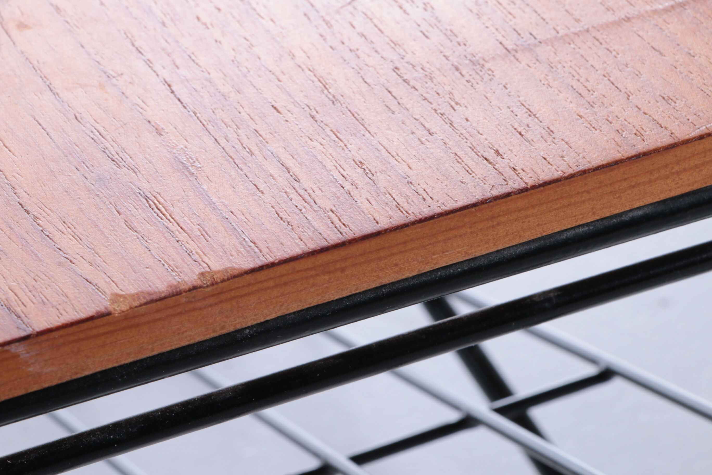 Vintage magazine rack made of metal and wood, 1960s