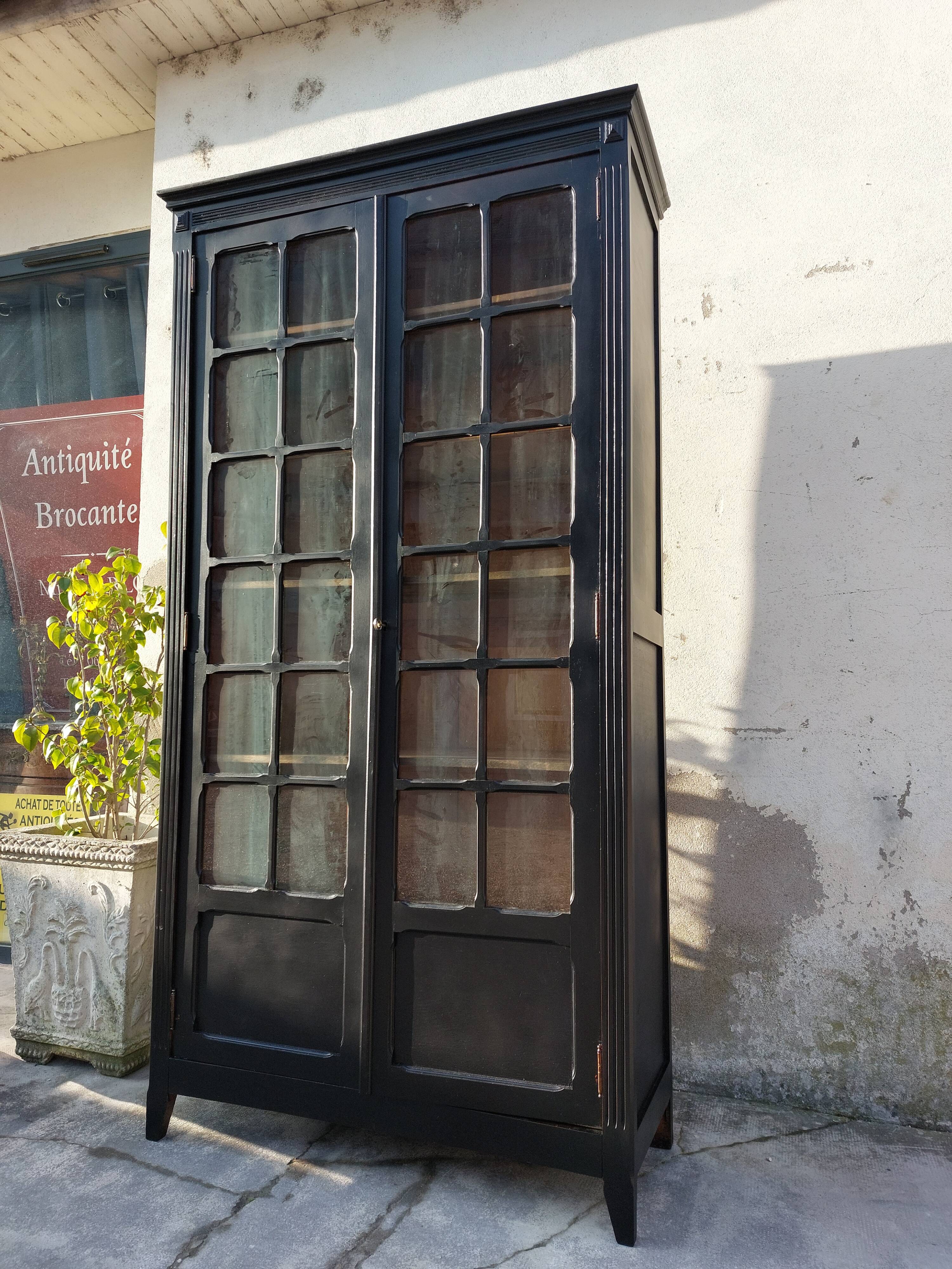 Parisian antique black patinated showcase