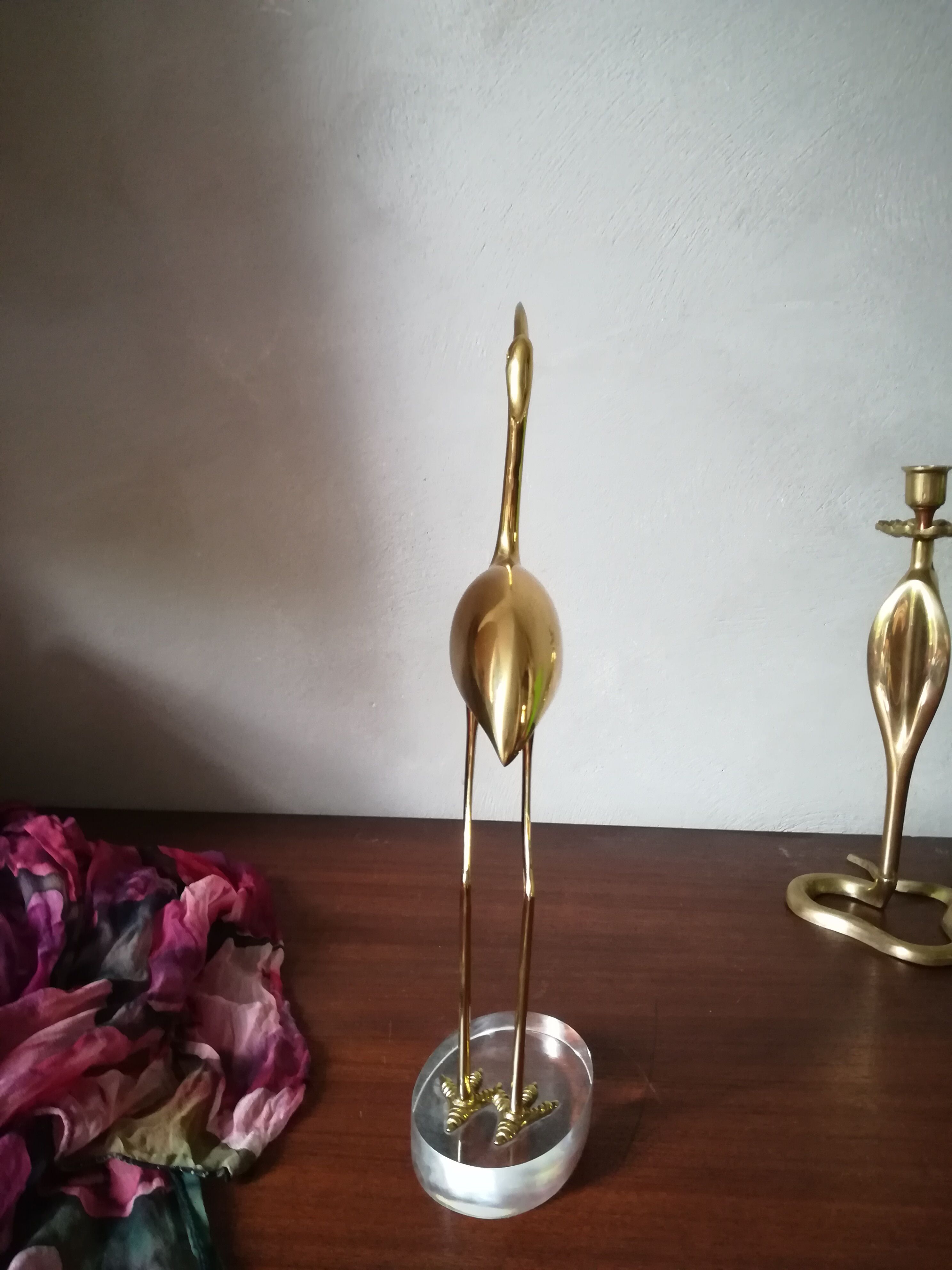 Heron or brass ibis on Plexiglas base