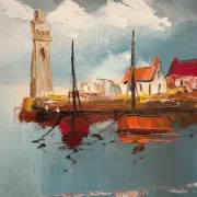 Original Swedish Oil on Canvas – “Boats” by Lennart Börje – Signed – Vintage & Framed 88.5 cm x 48.5 cm (34.8" × 19")