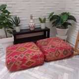Handmade Berber pouf in wool 60 X 60 X 20 CM