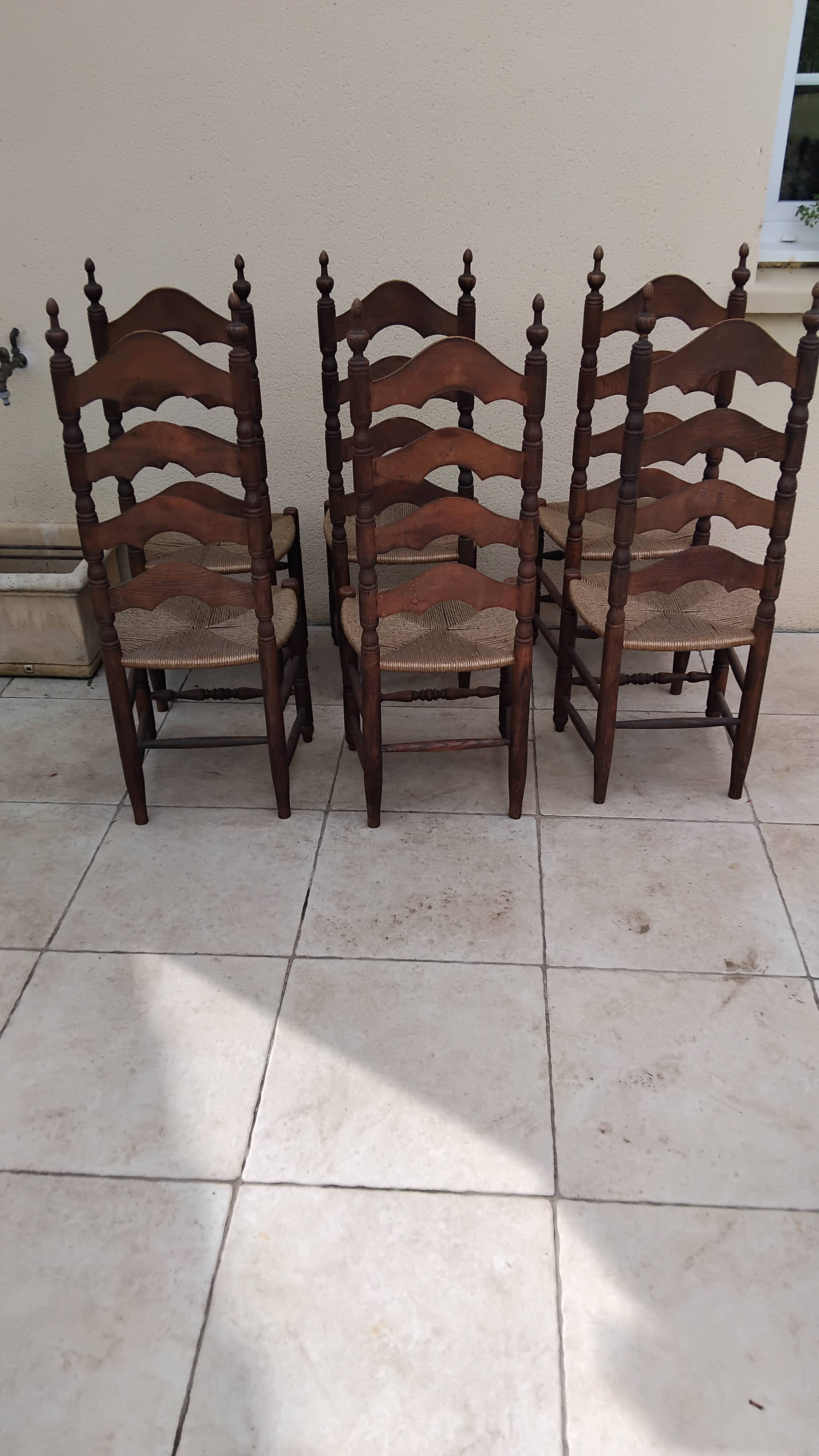 6 antique vintage oak monastery chairs