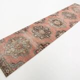 3x13 Pale Red Vintage Runner Rug, 85x388Cm