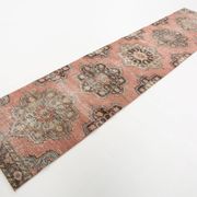 3x13 Pale Red Vintage Runner Rug, 85x388Cm