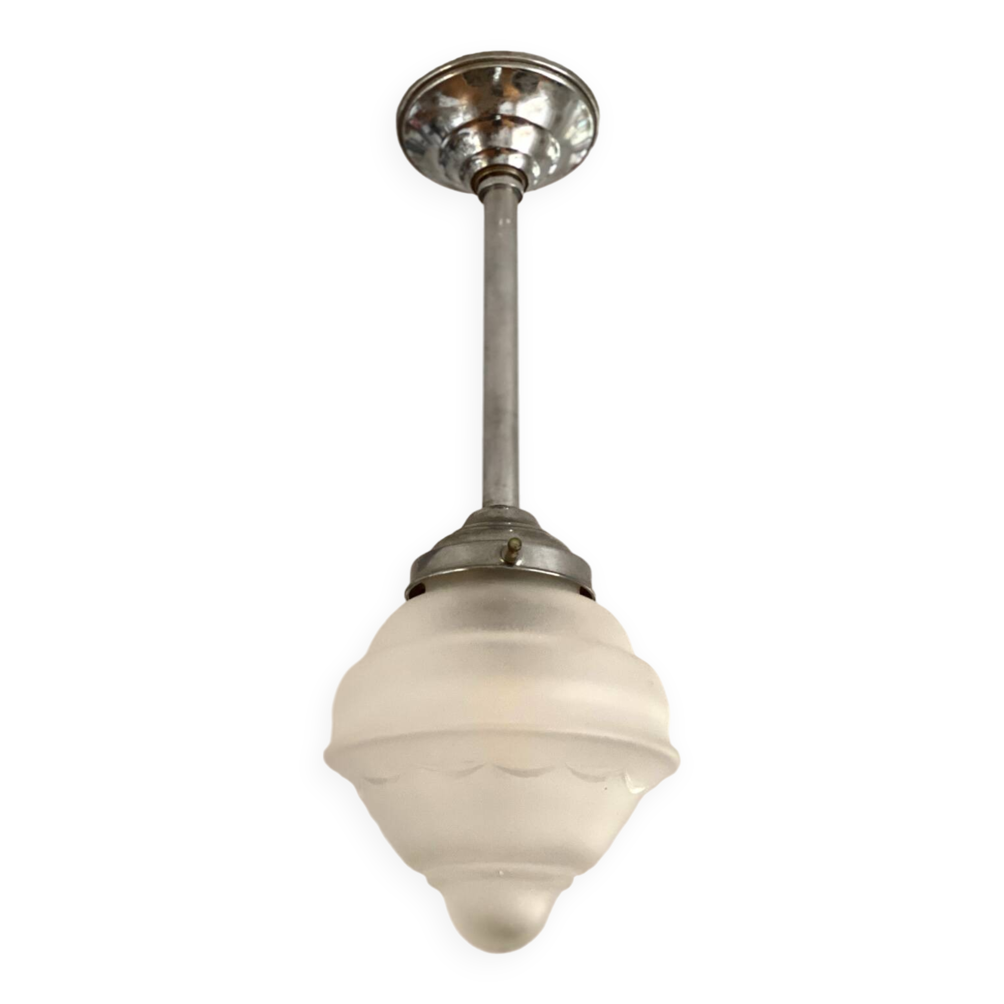 Art Deco pendant light, frosted glass globe, very good condition