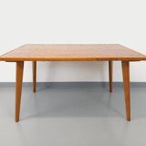 Rectangular wooden and ceramic dining table from the 50s and 60s