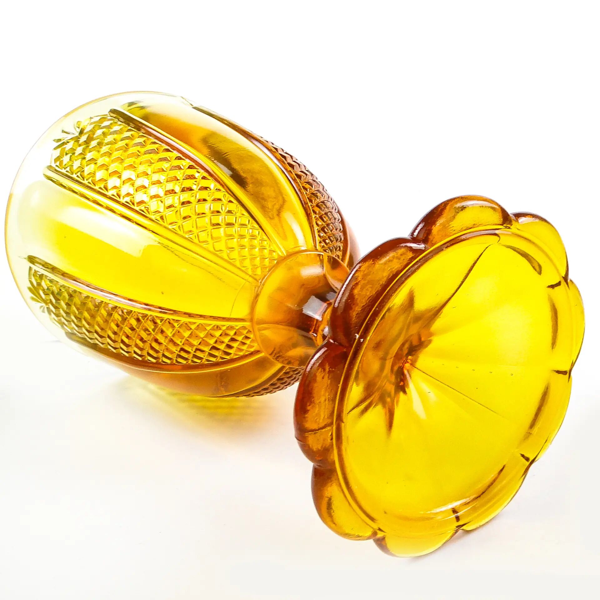 Bonbonnière Art Déco, verre pressé, Ząbkowice, Pologne, années 1970