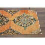 1970s Vintage Turkish Hand-Knotted Wool Cotton Orange Runner Rug 88x337