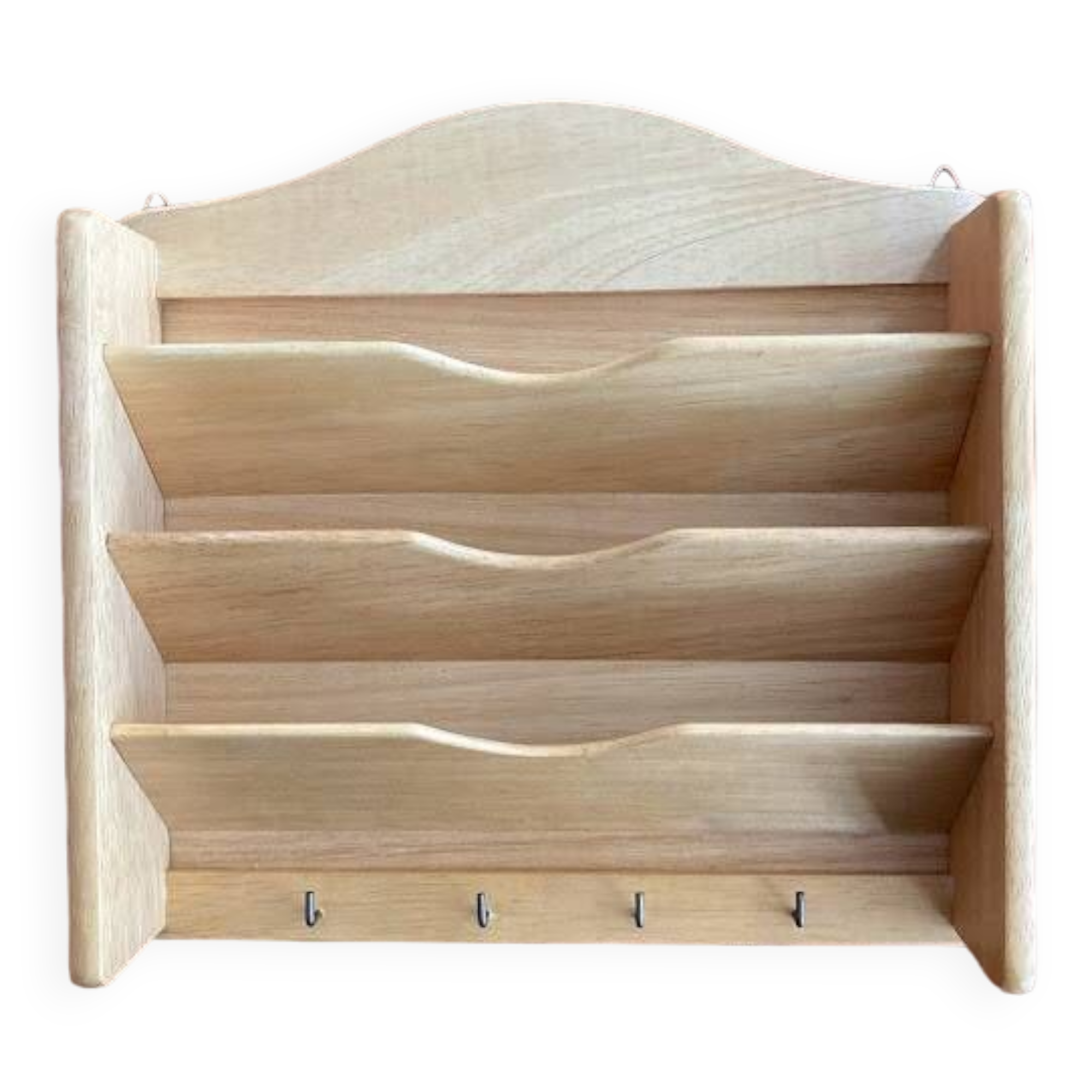 Wooden wall-mounted mail and key holder