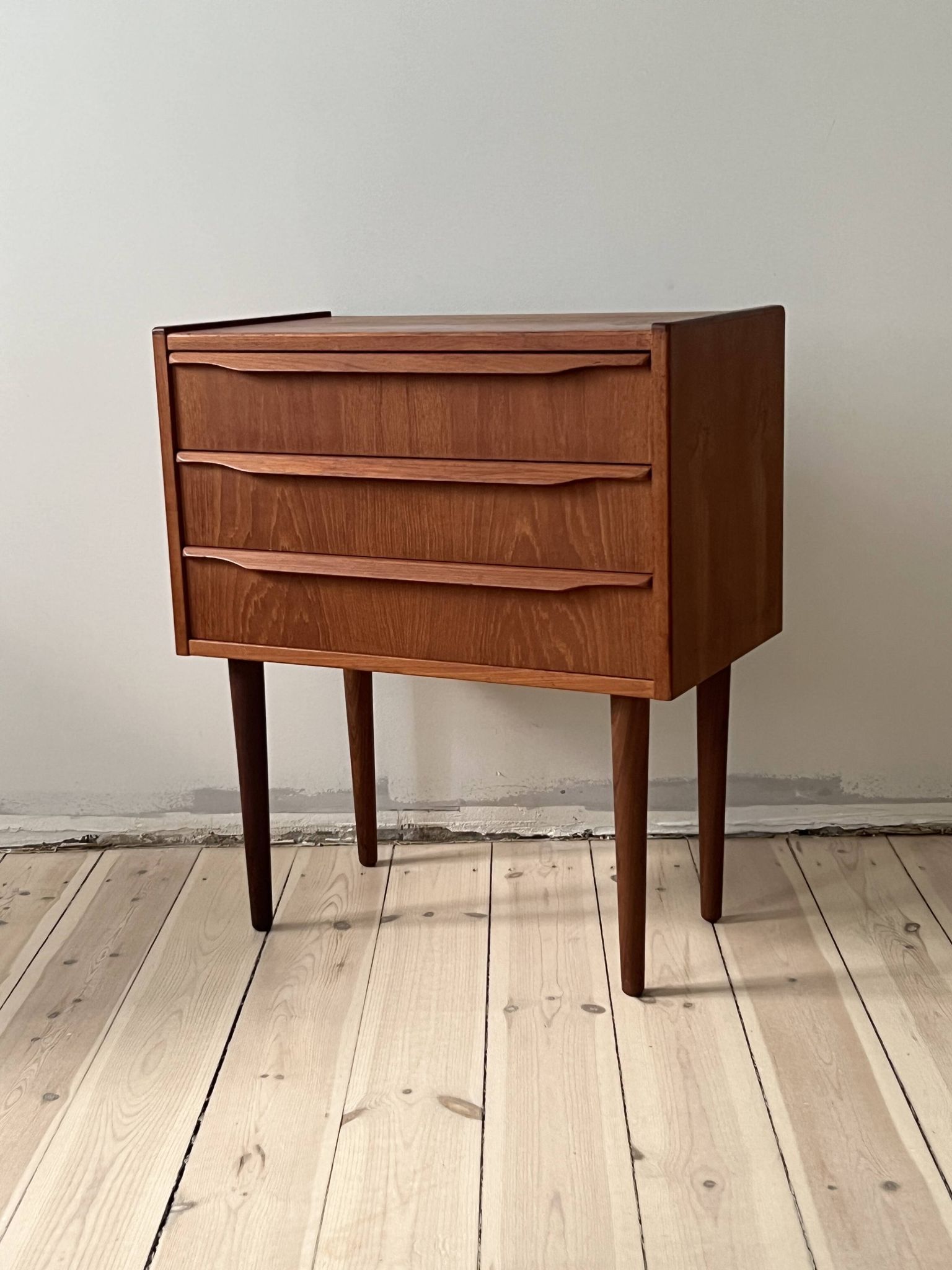 Danish vintage set of chest of drawers and mirror, teak, 1960s