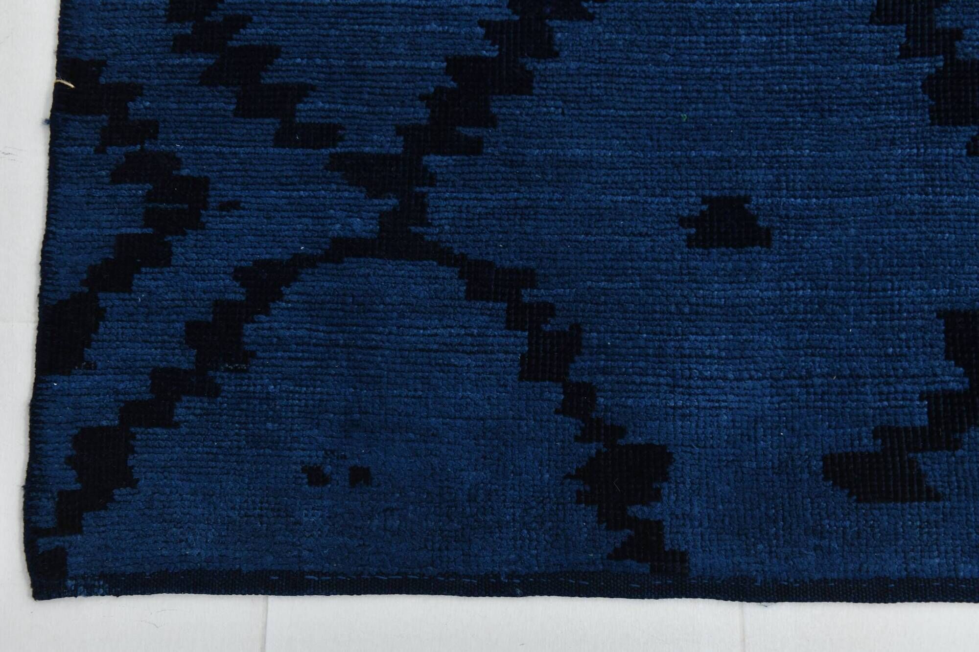 7x10 Midnight Blue Anatolian Wool Vintage Carpet, 204x296 Cm