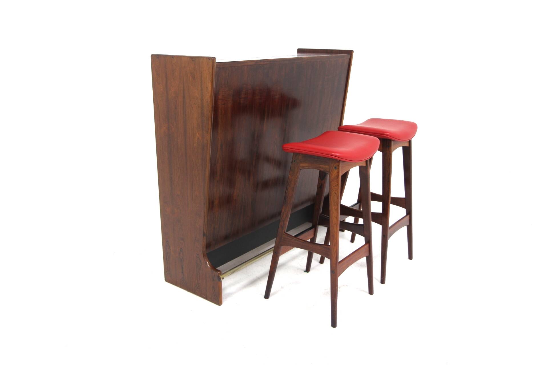 Rosewood bar cabinet "SK 661" and its 2 stools, Johannes Andersen, Denmark, 1960
