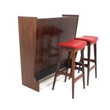 Rosewood bar cabinet "SK 661" and its 2 stools, Johannes Andersen, Denmark, 1960