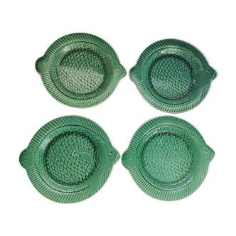 4 Sarreguemines fish-shaped plates