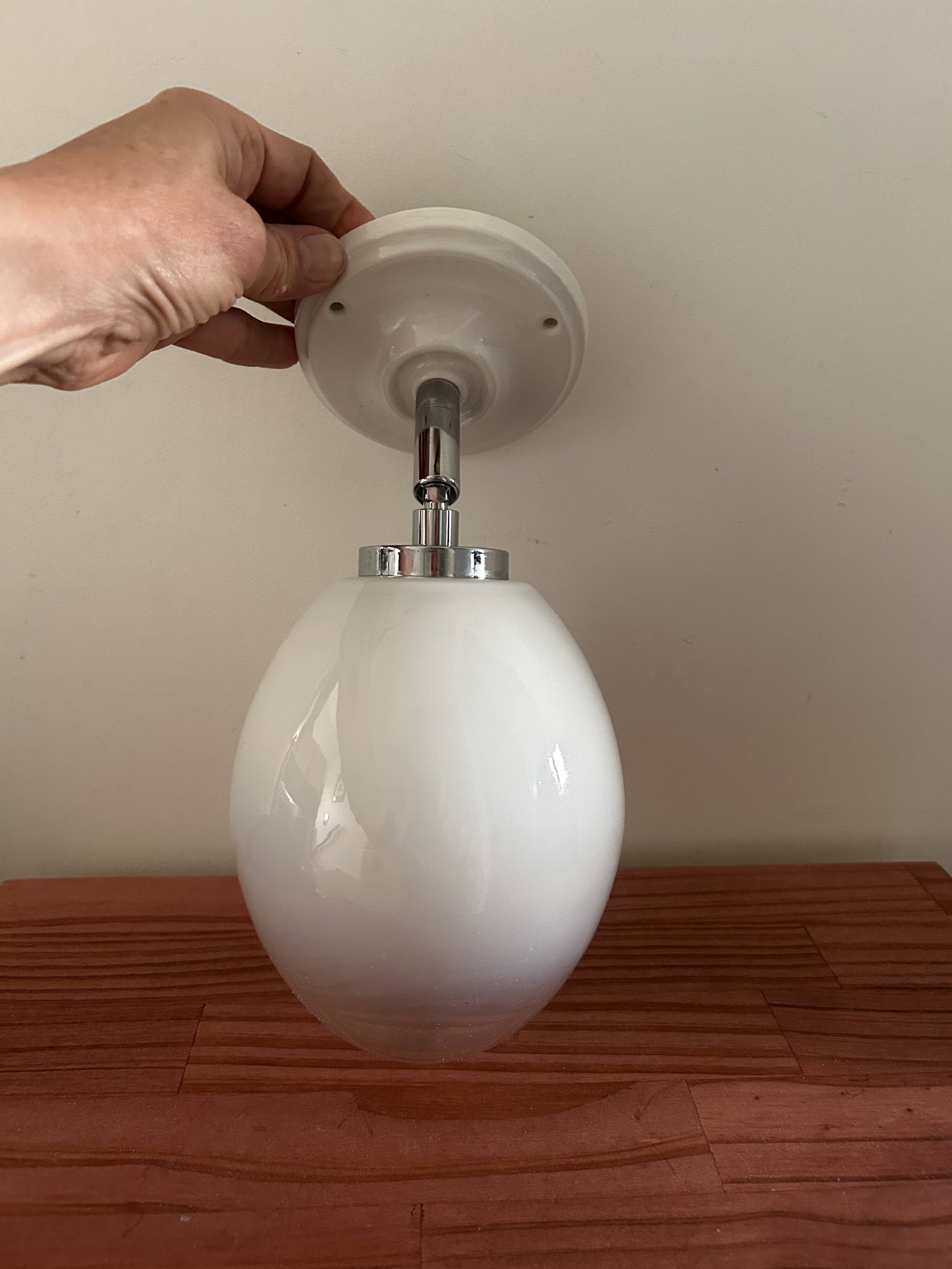 Vintage white opaline wall light