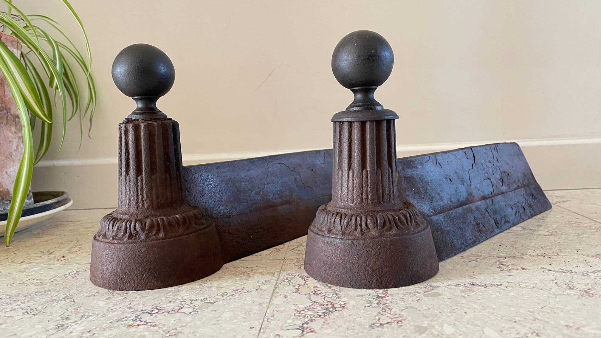 Pair of old vintage steel andirons