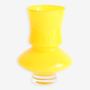 Space age yellow vase by Bo Borgstrom for Aseda Sweden 1960s