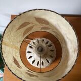 Vintage openwork ceramic lamp and lampshade in dried flowers 70