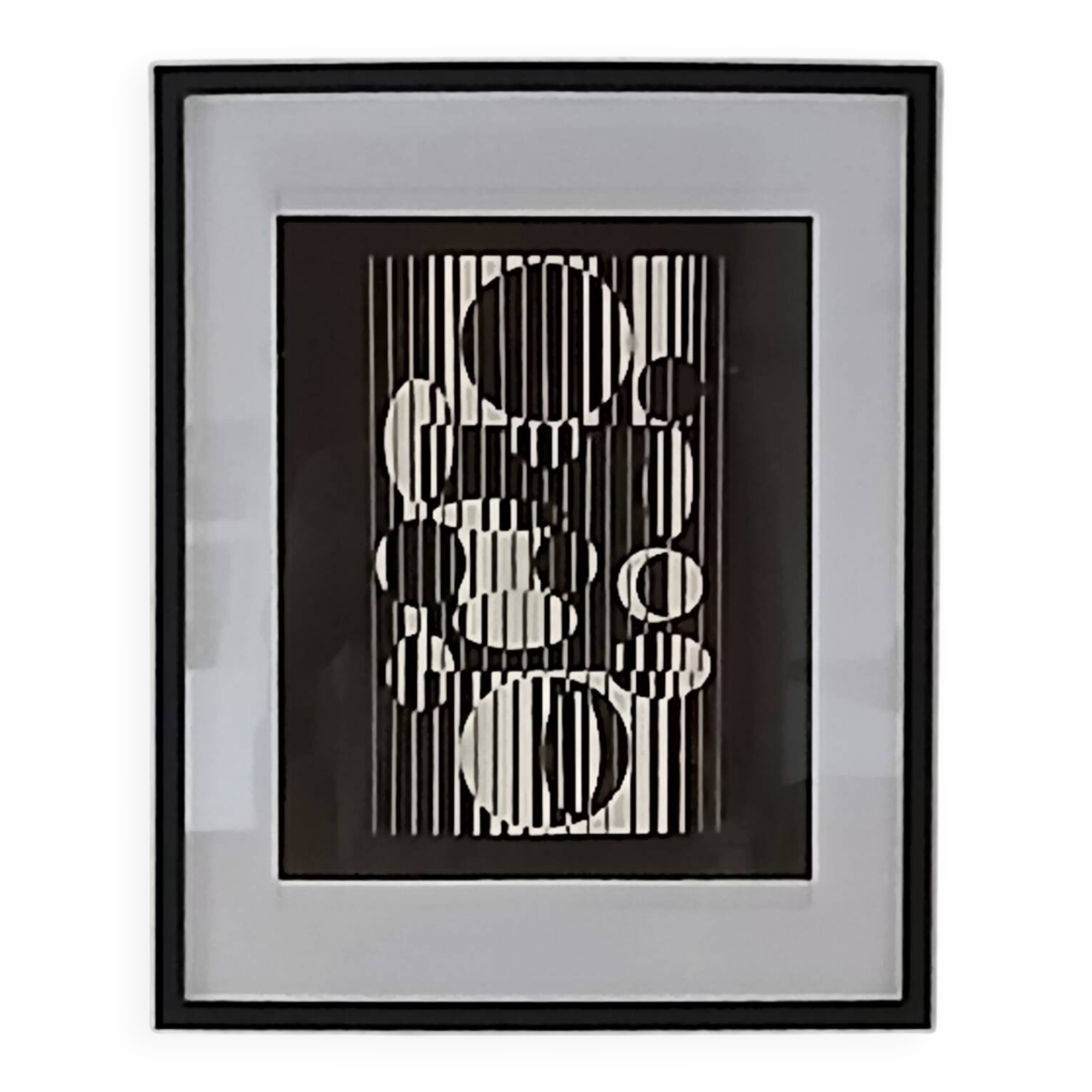 Tableau Vintage Art Optique - Victor Vasarely - Frame 50x40cm