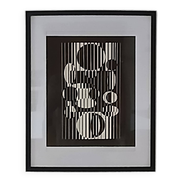 Tableau Vintage Art Optique - Victor Vasarely - Frame 50x40cm