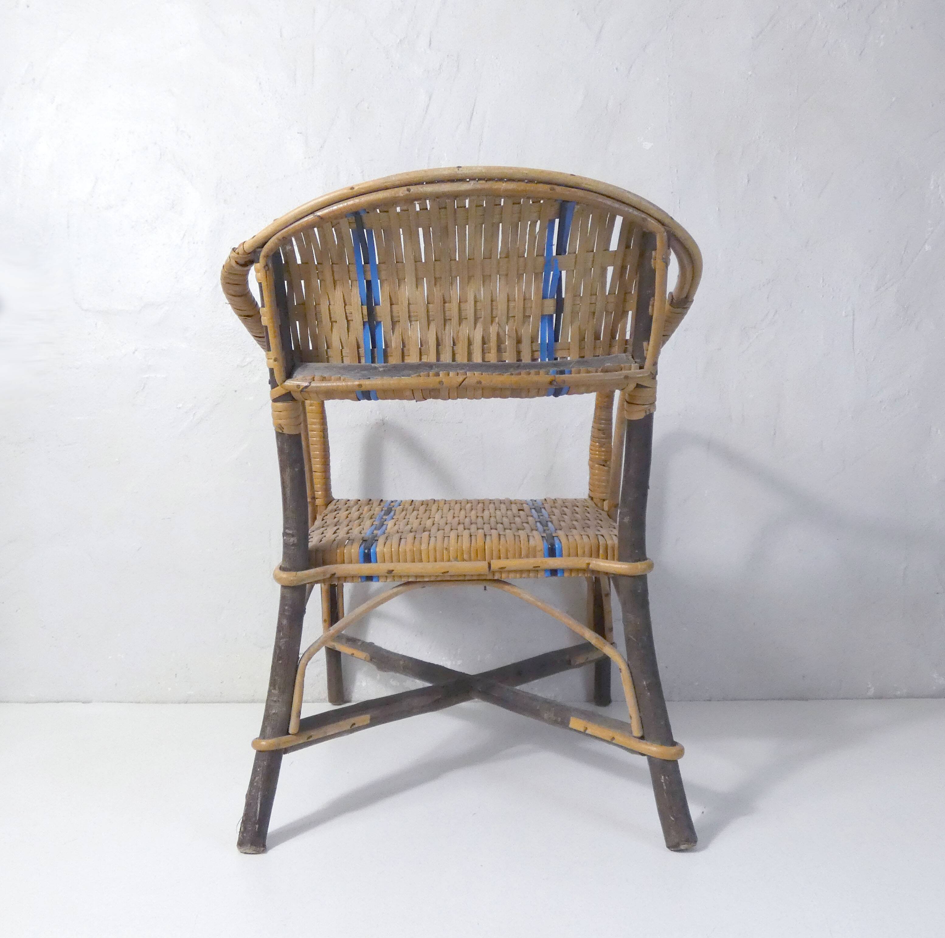 vintage rattan armchair for children