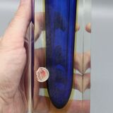 Large vintage sommerso vase murano glass flavio polished seguso italy 1970