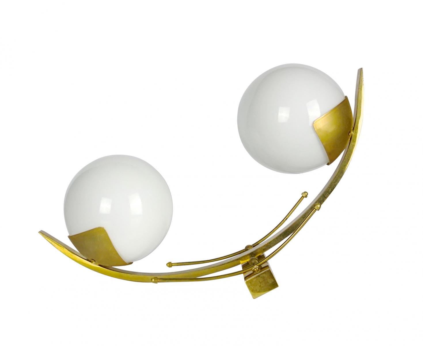 Pair of brass and glass