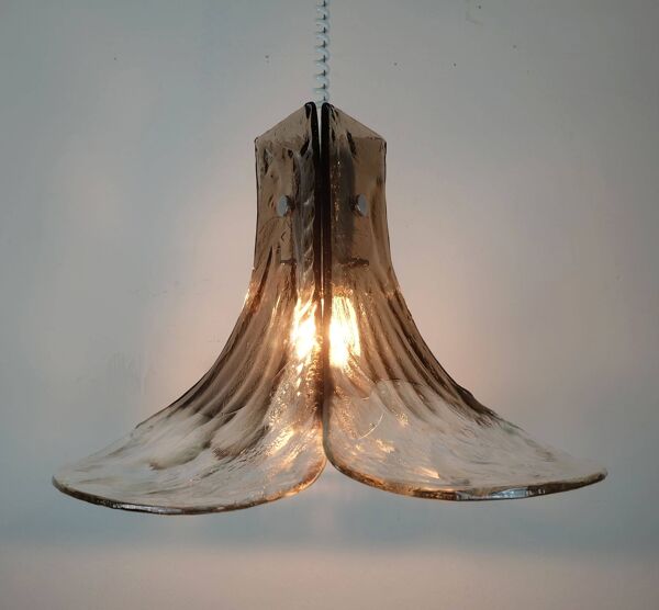 Lustre en verre glacé Kalmar Franken du milieu du siècle