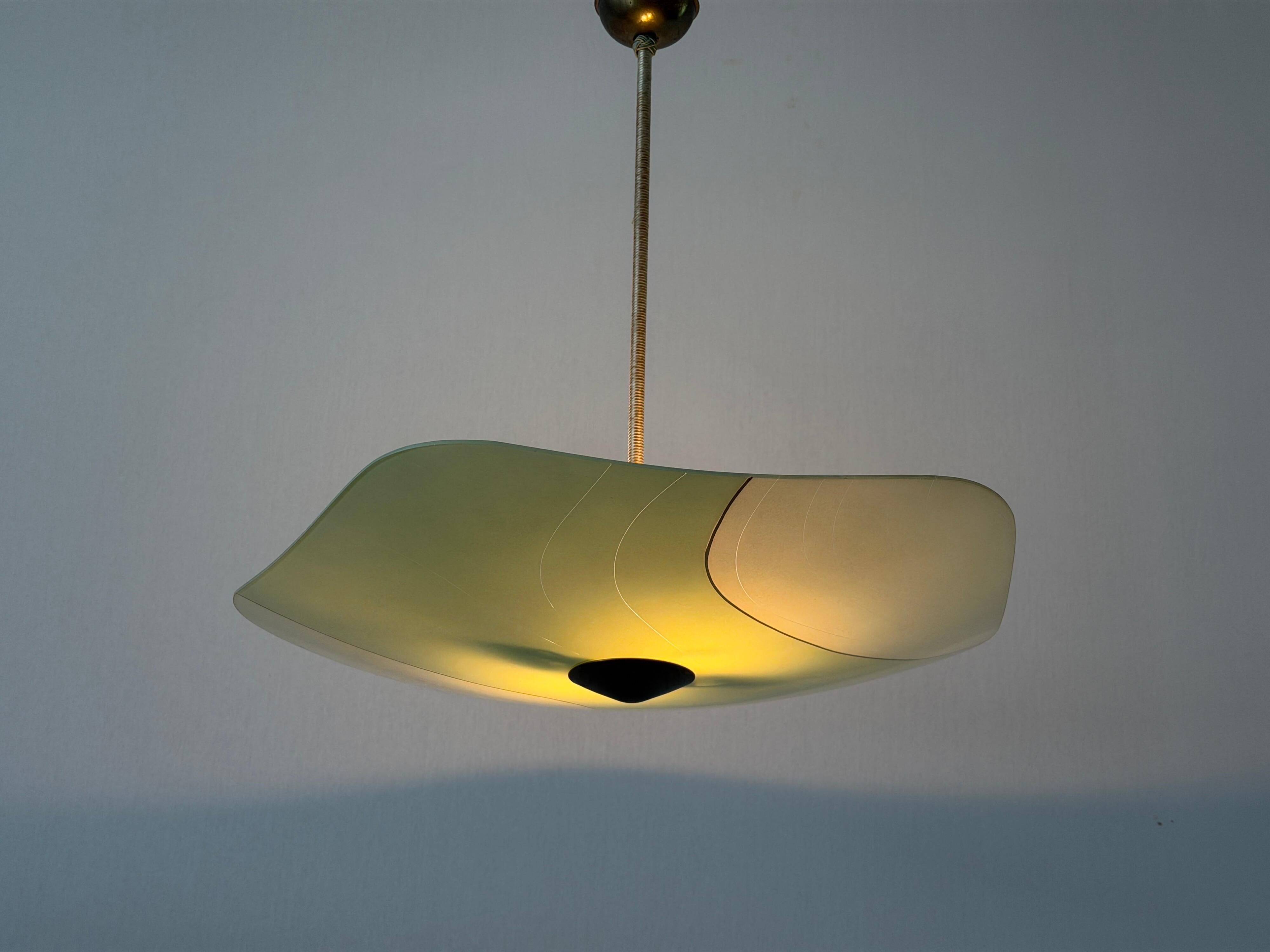 Art Deco pentagonal green glass ceiling light, 1940s, Germany