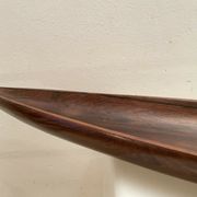 Centerpiece, canoe, wood art, jean gillon, jacaranda, vintage 70