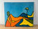 Abstrait femme allongée, huile sur carton signée