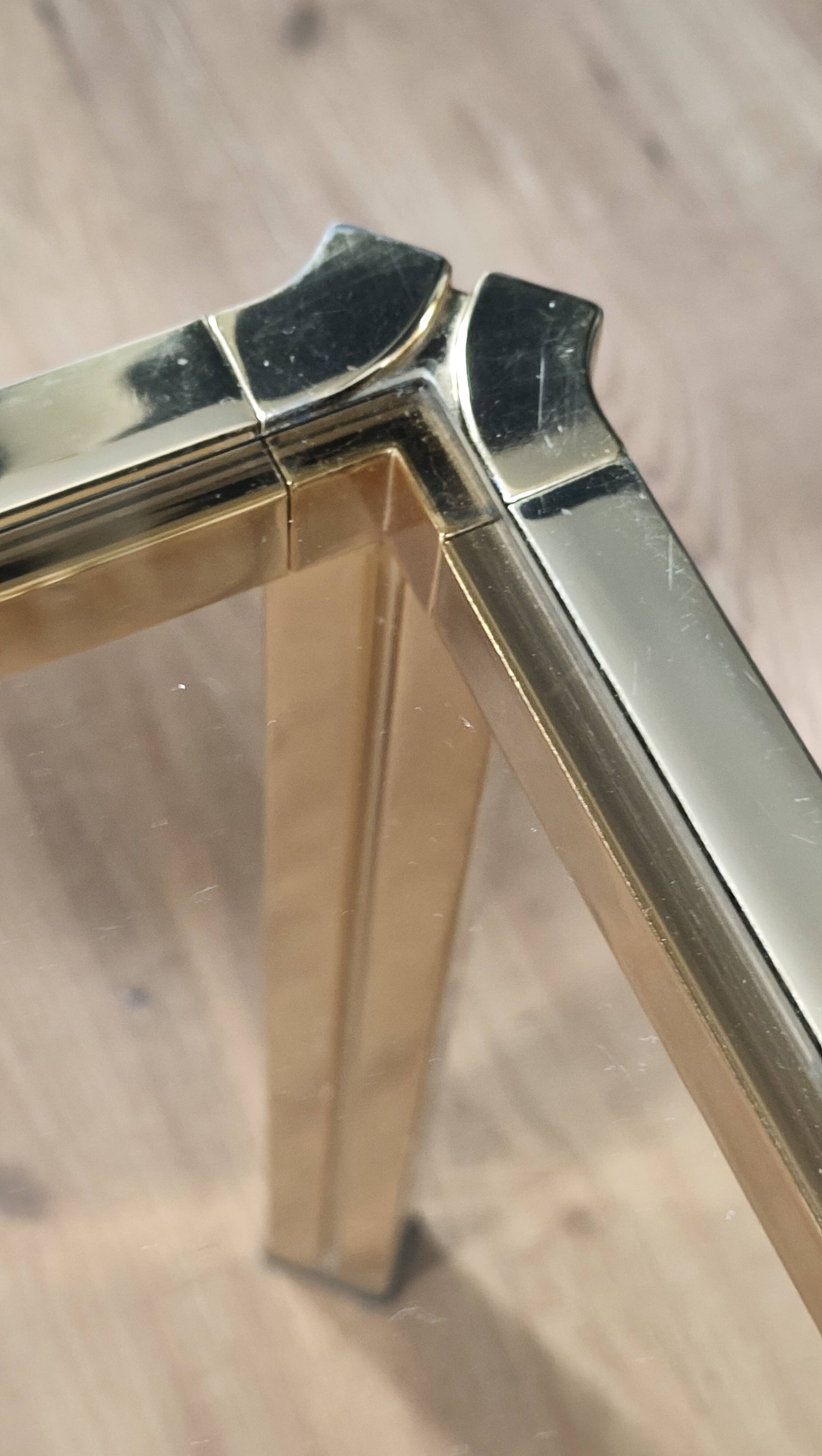 Brass coffee table with smoked glass top