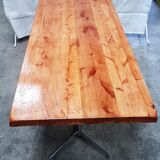 Ancienne table en chêne et inox vintage